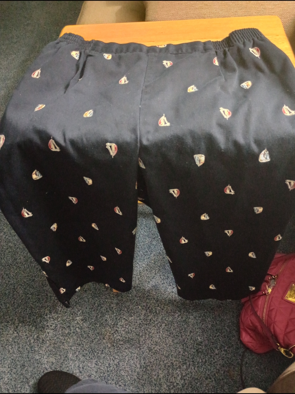 Koret Navy Capris with Embroidered Sailboat Detail